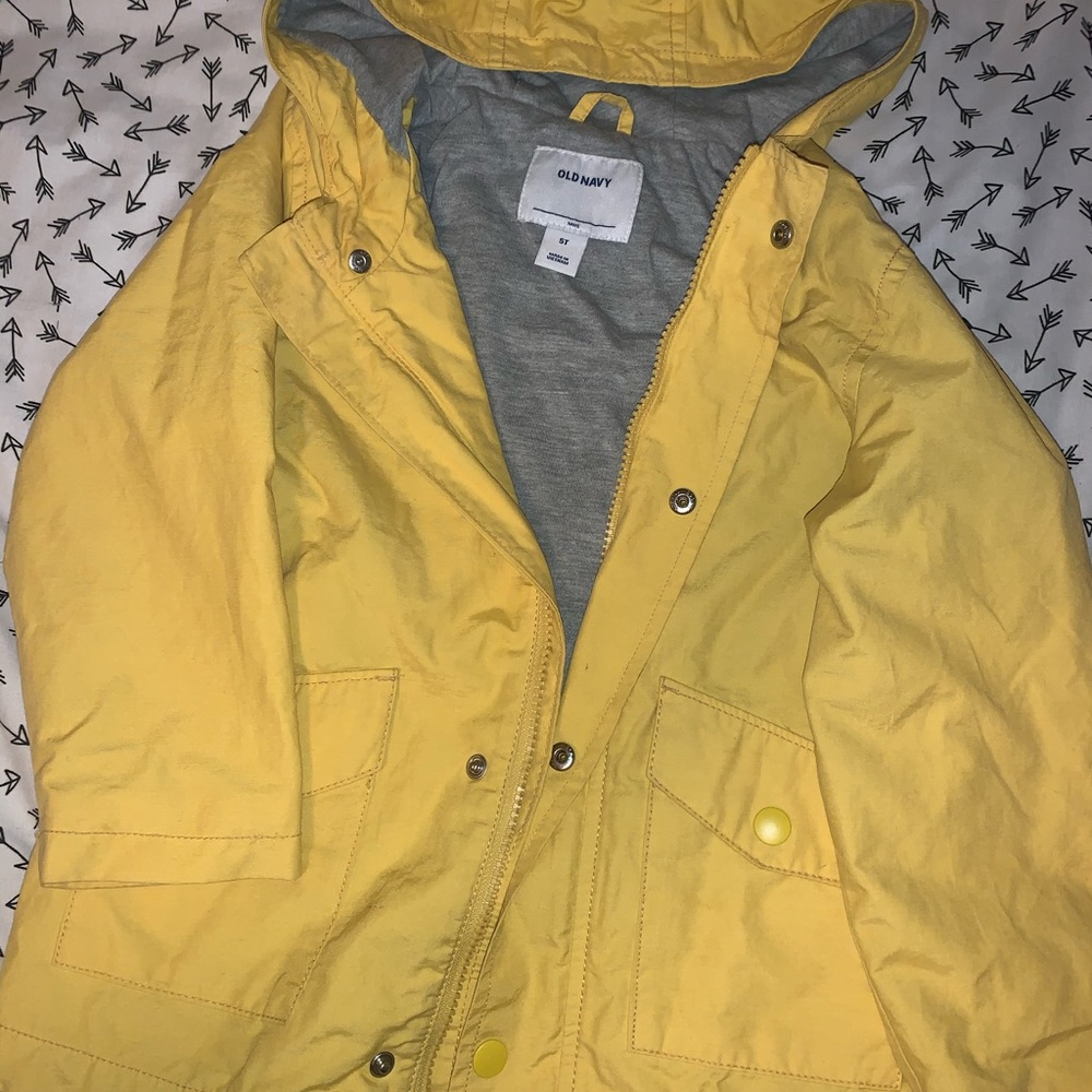 Yellow Jersey-Lined Hooded Raincoat- Boys 5t